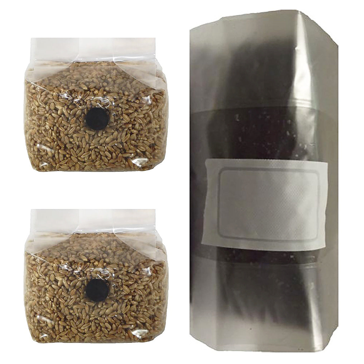 2 Sterilized Rye Bags with Injection Port & 1 Bag of 5lb Manure Substrate