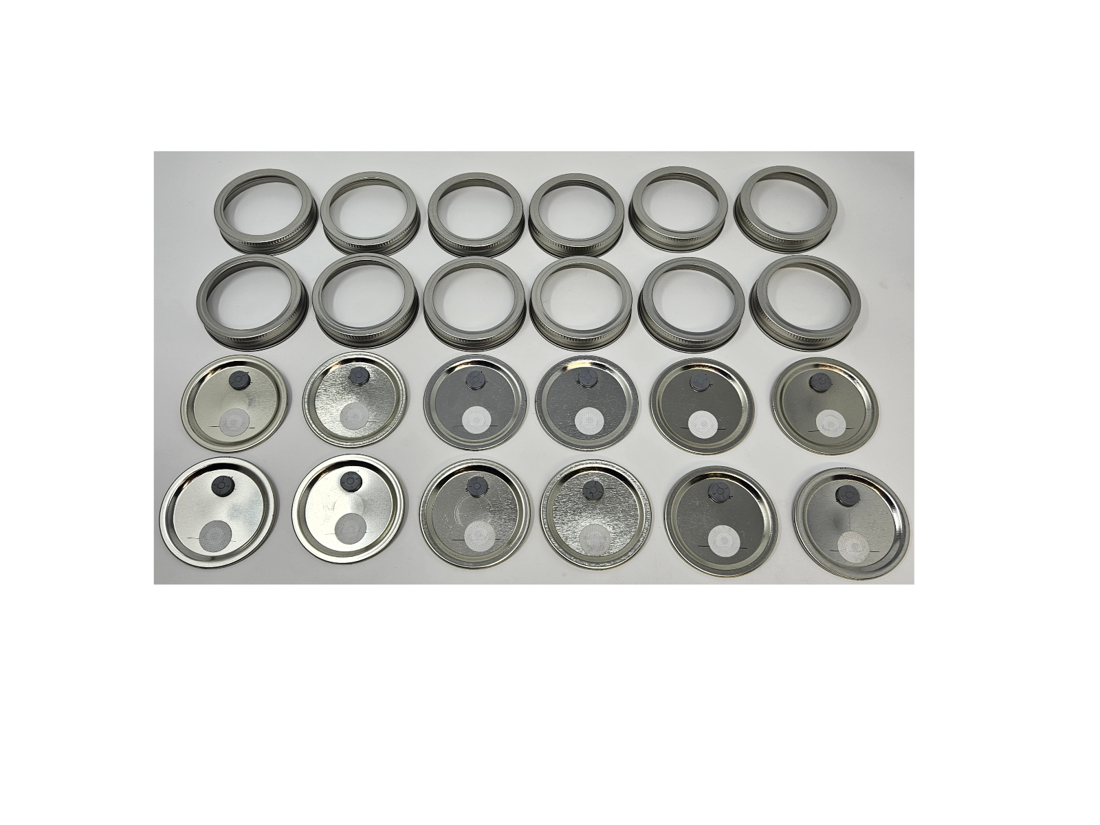 Grain Spawn Jar Lids and Rings - 12 pack : Regular Mouth (70mm)