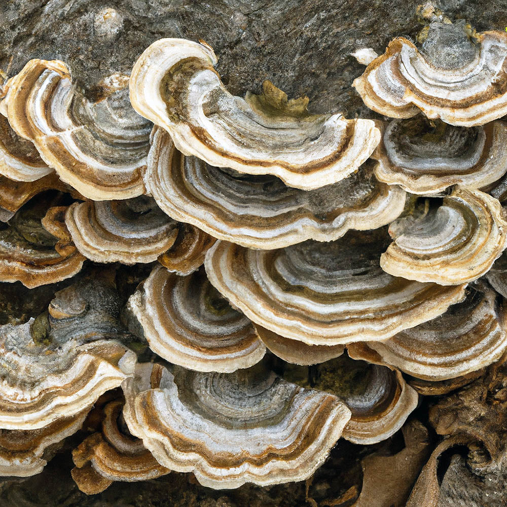 Elegant Bracket (Trametes elegans)
Growing on wood in the forest
