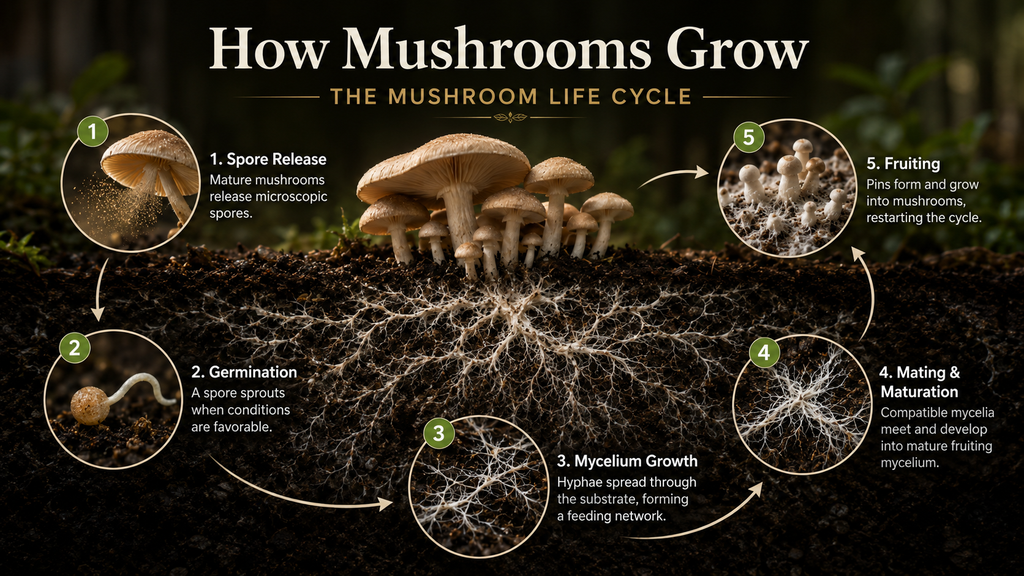 Step-by-Step Breakdown of Mushroom Growth